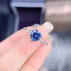 Cluster Rings Blue Heart Moissanite Ring Real 925 Sterling Silver Jewelry1CT VVS Lab Diamond With Certificate For Women Anniversary Gift