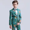 Suits Flower Boys Formal Wedding Suit Kids Jacket Vest Pants 3Pcs Clothing Set Children Performance Party Tuxedo Dress Costume 230216