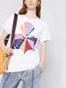 Isabel Marant T-shirt da donna firmata Stile legale Color Blocking e contrasto T-shirt a maniche corte da donna classica in cotone stampato colorato girocollo