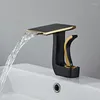 Bathroom Sink Faucets Faucet Waterfall White And Gold Basin Cold Water Mixer Tap Deck Mounted