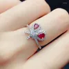 Bagues en grappe cadeau naturel réel et rubis bague en argent sterling 925 bijoux fins