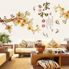 Adesivos de parede estilo chinês 3D Magnolia Flor Room Bedroom Decoração da decoração para casa adolescente estética da decoração