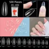 Faux ongles 500 pièces/paquet pointes d'ongles stiletto en amande moyenne couverture complète faux acrylique pointe française