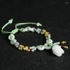 Ketens natuurlijke jade rozen gevlochten armband echt een goederen intrekbare vrouwelijke eenvoudige sieraden