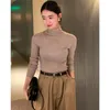 Women's Sweaters Autumn 2023 Wool Blended Bottom Sweater Korean Version Pullover Turtleneck Bottomed Women F2747