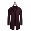 Men's Wool Autumn Men&#39;s Winter Coat Solid Color Cold Resistant Men Woolen Overcoat Double Collar Casual Trench Jacket Male 4XL