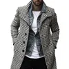 Misto lana da uomo PFHQ 2023 Autunno Moda scozzese Giacca a vento Casual Streetwear Cappotto Gentleman Luxury Trench Cappotto lungo Manteau 21D3186 230216