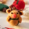Juldekorationer Creative Cute Cartoon Elk Wool Felt prydnad hänge härligt Xmas Tree Diy Doll Year Party Present Dekoration Tillbehör