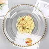 Geschirr, durchsichtiger Platzteller mit goldenem Perlenrand, dekorativer Servierteller aus Acryl-Kunststoff, Abendessen, Servieren, Hochzeit, Weihnachten, Party-Dekoration