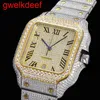 Relojes de pulsera Luxury Custom Bling Iced Out Relojes Chapado en oro blanco Moiss anite Diamond Watchess 5A replicación de alta calidad Mecánica I5X8 RIG4