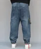 Heren jeans mannen losse wortelbroek denim harem hangende druppel gescheurde hiphop