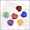 Stone 22mm Heart Love Symbol Chakra Set Reiki Natural Crystal Stones Polering Rock Quartz Yoga Energy Bead Healing hela droppen Deliv DHM2R