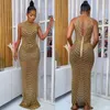 Vestidos casuais 2021 Design de moda de melhor qualidade Mulheres Diamantes Hollow Back Length Z0216