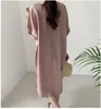 Casual Dresses Women Long Maxi Summer Dress Cotton Linen Ladies Big Pockets Be Skirt Short Sleeve Temperament Over The Knee