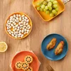 Plates 8pcs/Set 6inch Snack Fruit Salad Plate Desktop Bone Residue Dishes Small Trays Baby Feeding Kitchen Dinnerware