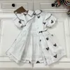 2023SS Girls Cotton Dress Puff ärmar Kjol High-End Girls Sports Dresses Summer Princess Dress Brand Designer Kids Pleated Dress 90-160cm Fashion Kirts