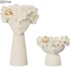 花瓶クリエイティブノルディック樹脂人間の頭の装飾的な装飾品デスクトップストレージ花瓶の植木鉢モダンホームデコレーション彫刻