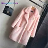 Women's Fur Faux Fur Women Mink Faux Fur Coat Solid Female Turn Down Collar Winter Warm Fake Fur Lady Coat Casual Jacket 021723H