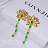 Boucles d'oreilles pendantes RUZZALLATI luxe Vintage émeraude longue gland goutte pour les femmes couleur or jaune Daangler Cocktail bijoux