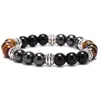 STRAND 1 PC -merk en hoogwaardige natuursteen Braad Bracelet Tiger Eye Magic Hematiet Obsidian