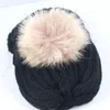 Bonnets bonnet/crâne casquettes ski hiver chapeaux cheveux perruque bonnet attaché chapeau pour fille traîner coton naturel fait dames tricoté