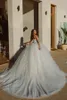 Turco Dubai Arabo Lusso Avorio Paillettes Abito da sposa Abiti da sposa Sexy Sweetheart Principessa Abiti da sposa formali con soffio rimovibile Maniche corte Abiti CL1864