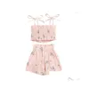 Kleidungssets Mode Baby Mädchen Blumendruck Kleidung Set Irregar Saum ärmellose abgeschnittene Tops kurz für Sommer 6M4T Drop Lieferung Ki Dhnum