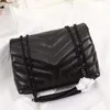 Bolsas de moda luxuosas de alta qualidade LOULOU Bolsa de ombro feminina de couro preto com corrente de grande capacidade Bolsa de mensageiro acolchoada Bolsa carteiras de compras