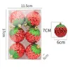 Party Decoration 6pcs Christmas Balls Xmas Tree Electroplating Painted Strawberry Pendant Gift for Kids Home Hanging Pendantparty