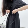 Casual klänningar 2020 Ny sommarpolo krage shortsleeved full body klänning koreanstil lös längd klänning kvinna vestido de mujer femme robe z0216