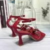 Klänningskor Fashion Chain High Heels Party Sandals For Ladies New 2023 Designer Slides Women Pumps Sexiga skor Square Toe Female in Sandal L230216