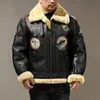 Skórzana męska sztuczna zima B3 Bomber S ścinająca wełna zagęszona haftowane męskie kurtki Owska płaszcz 230217
