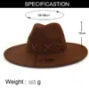 2023 HAT FEDORAS 9,5 cm Big Wide Brim Hat Men's Cowboy Felted Caps Women Peach Heart Top Woolen Hat Party Sombreros de Mujer