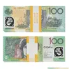 Novidade Jogos Prop Aud Notas Dólar Australiano 20 50 100 Cópia de Papel Fl Imprimir Notas Dinheiro Falso Monopólio Filme Adereços Drop Deliv Dhbdo