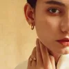 Hoop Earrings Fashion Clip On Ear Drops For Women Metal Studs Silver Gold Color Mixed Style Stainless Steel