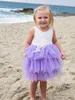 Flickor klänningar sommar flicka vit kammussla liten prinsess tutu fluffy 1 2 3 4 5 år barn casual wear barn kläder 230217