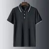 Polos ligeros de lujo para hombre, camisa polo de punto con solapa de verano, manga corta, suéter de negocios informal ajustado para hombre, media camiseta