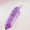 Pendant Necklaces 1Pcs Natural Tiger Eye Stone Amethysts Pillar Shape Hexagonal Point Handmade Iron Wire Pendants For Jewelry Making Free