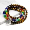 Strand Natural Tiger Eye Stone Multilayer Bracelet Tree Of Life Tag Bless Women Fashion Charms Jewelry Designer Boho Wholesale