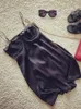 Casual Dresses Boho Inspired black satin slip dress women pinktuck details mini sexy hollow out back chic ladies summer party 230217