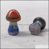 Stone 7 Chakra Rainbow Mushroom Shape Reiki Natural 36x22mm Crystal Polering Quartz Yoga Energy Bead Healing Decoration Vipjewel Dr Dhn8c