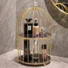 Storage Holders Racks Iron Art Nordic Style Bird Cage Rack Lipstick Perfume Cosmetic Skin Care Product Storage Rack Finishing Table Rack 230216