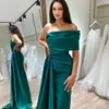 Feestjurken Sevintage High Side Split Mermaid Satin prom jurken Pleit gedrapeerde avondjurken Ruches formele feestjurk 230217