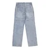 Erkekler Kot Fojaganto Jean Pants Ulusal Retro Düz Geniş Boş Mavi Gevşek Çift Yüksek Sokak Denim Erkek 230216