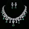 Bruiloft Sieraden Sets AMC Luxe Smaragdgroene Ketting En Oorbel AAA Zirconia voor Vrouwen Bruidscadeau Vrouw 230216