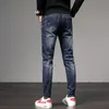 Men's Jeans Stretch Slim Fit Pants Winter Plush Thick Warm 230216