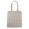 Shopping Bags Women Canvas Bag White Double Layer Cotton And Linen Large Capacity Eco Reusable Environmentally Plaid Shoulder