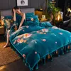 Ensembles de literie corail polaire hiver lit Double maison ensemble épais velours chaud imprimé Floral Z121