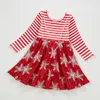 Abiti da ragazza Esclusivo Girlymax Christmas Baby Abbigliamento per bambini Stampa di seta al latte Ruffles Paillettes Abito a spirale Lunghezza al ginocchio Manica lunga 230217