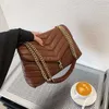 Small bag women's new bag versatile embroidery line rhombus chain shoulder bag simple version messenger bag